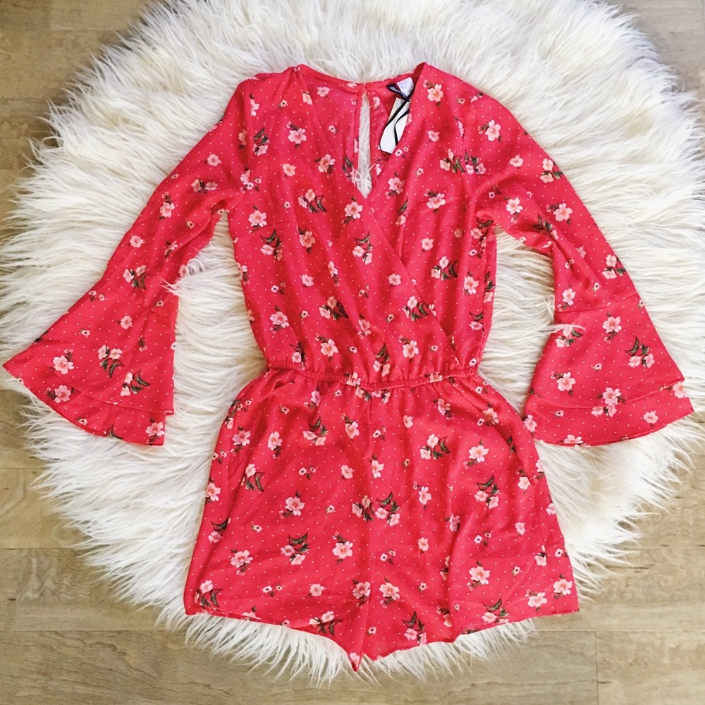 H&M || Red Floral Romper